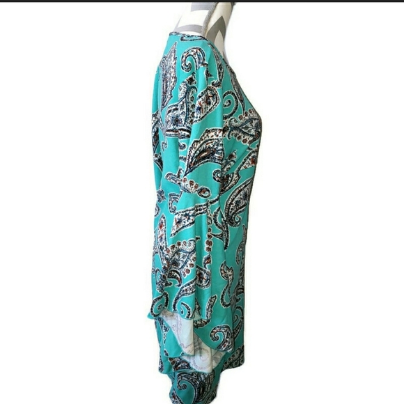 Cato XL turquoise paisley bell sleeve dress - Picture 3 of 15